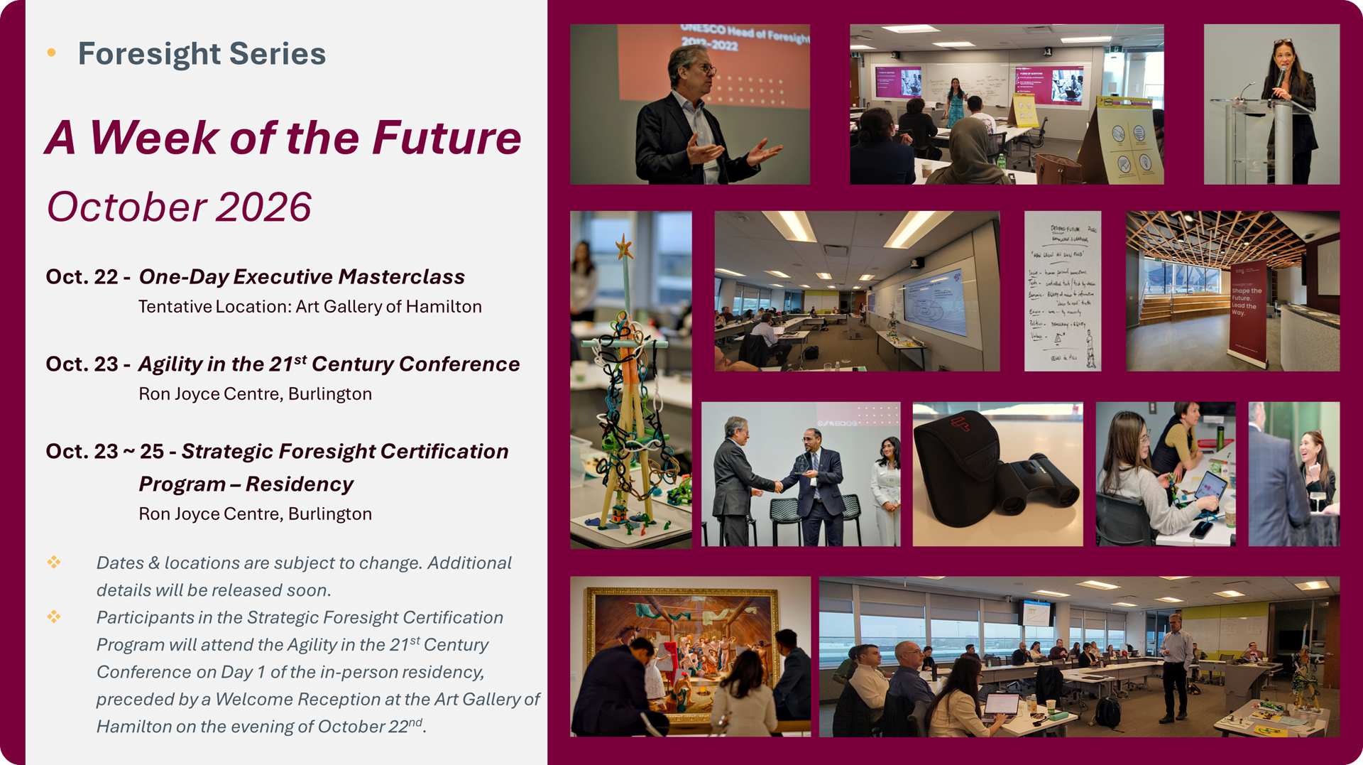 Foresight Lab at McMaster October 2026 Series in Hamilton & Burlington Infographic