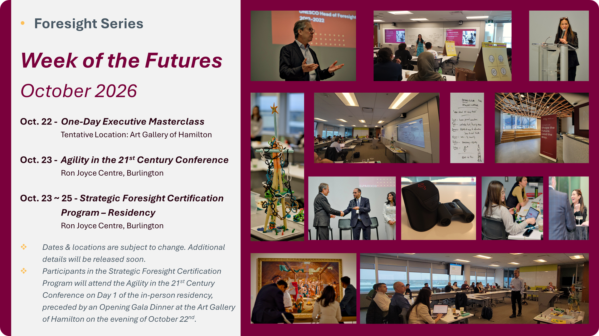 Foresight Lab at McMaster October 2026 Series in Hamilton & Burlington Infographic