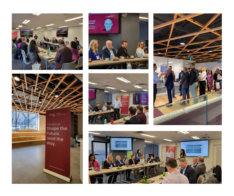 Photo Collage of April 2025 Executive Masterclass on Foresight and Futures Literacy Hosted by the Foresight Lab at McMaster University