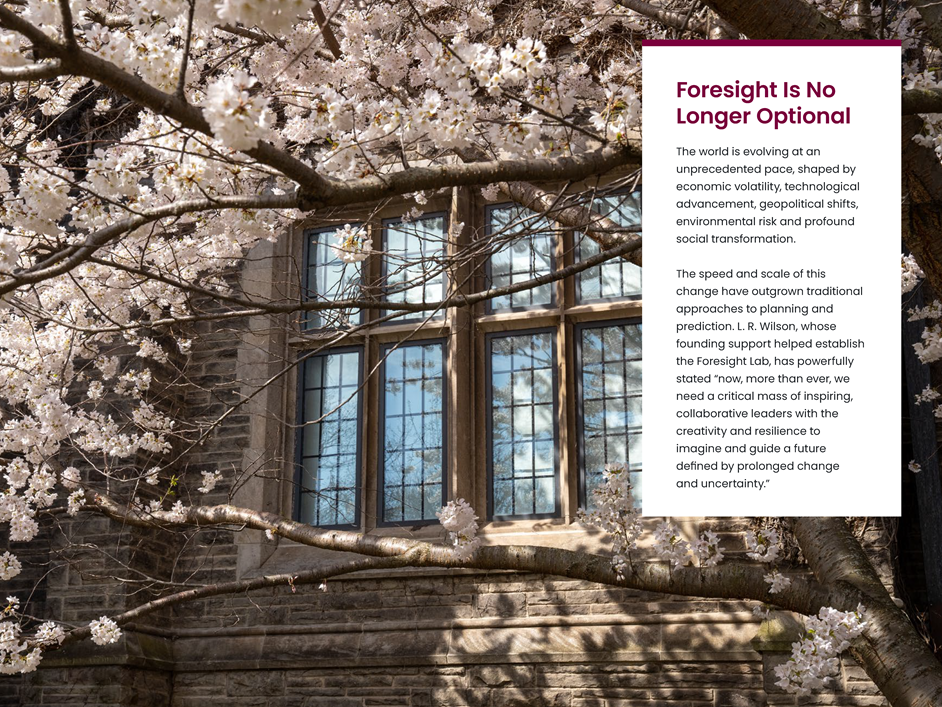 Inside Front of 2026 Foresight Lab Brochure & Page 1 on Foresight Is No Longer Optional
