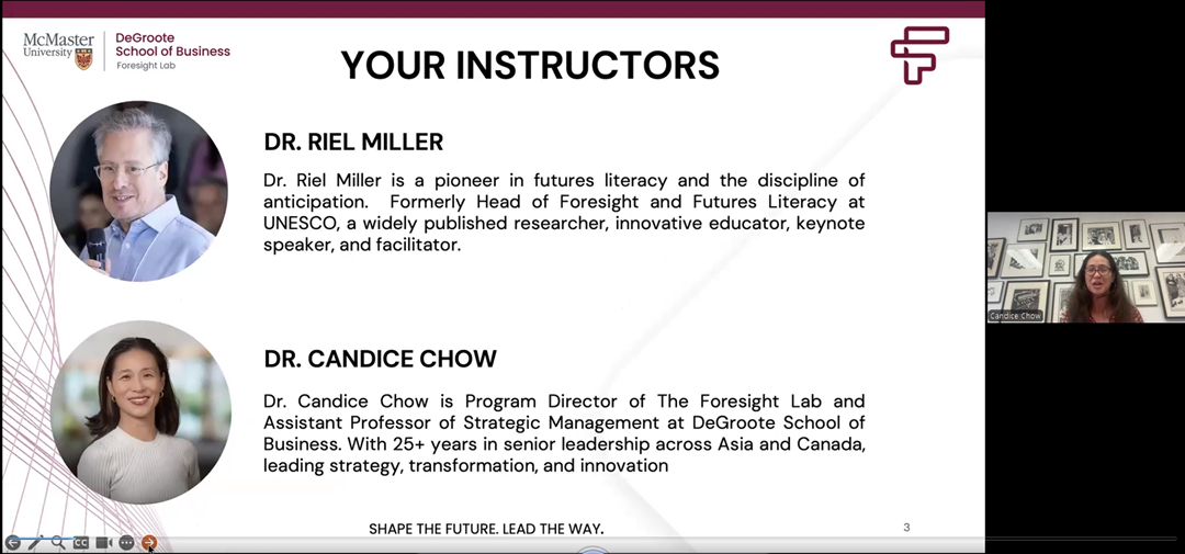 Dr. Riel Miller and Dr. Candice Chow in a Foresight Webinar