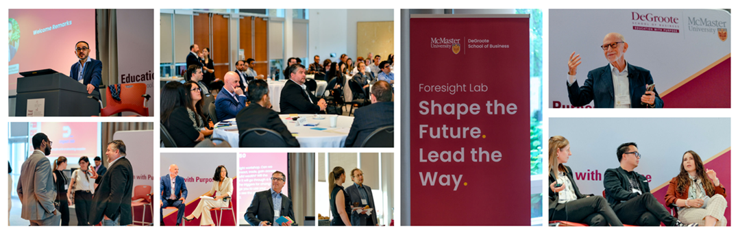 Photo Collage of June 2024 Fair Banking Symposium by Foresight Lab at McMaster University